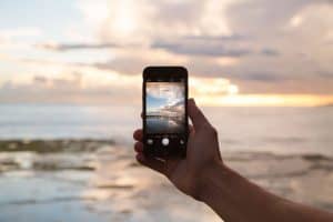 smartphone puesta de sol