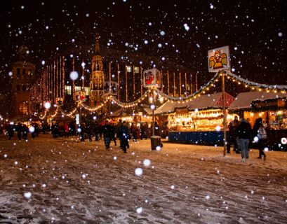mercadillo navideño nevado