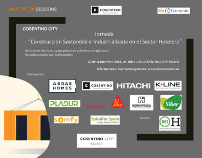 Cartel Jornada "Construcción sostenible e Industrializada en el Sector Hotelero" Cosentino