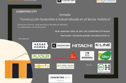 Cartel Jornada "Construcción sostenible e Industrializada en el Sector Hotelero" Cosentino
