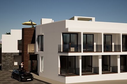 Render exterior fachada hotel boutique de 14 habitaciones en El Cotillo Fuerteventura