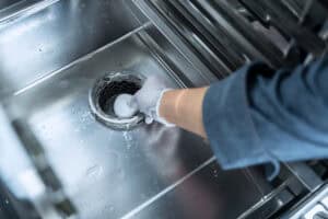 Proceso de limpieza interior de horno combinado profesional con pastilla específica RATIONAL