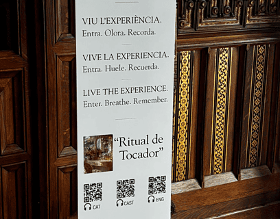 Cartel de la experiencia olfativa Ritual de Tocador de EMSA Esencias Moles en el Palau Güell durante la Barcelona Olfaction Week 2026