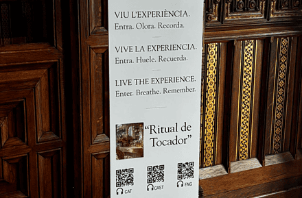 Cartel de la experiencia olfativa Ritual de Tocador de EMSA Esencias Moles en el Palau Güell durante la Barcelona Olfaction Week 2026