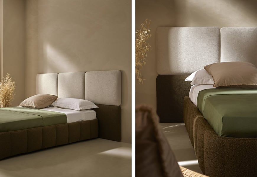 Conjunto The Senttix BEDS Book formado por la cama abatible Lines y el cabecero Modular, todo de Senttix